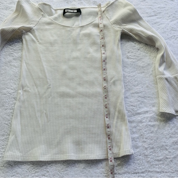 Reformation Off White Bell Sleeve Ribbed Off the Shoulder Long Sleeve Top | XXS - Picture 5 of 6